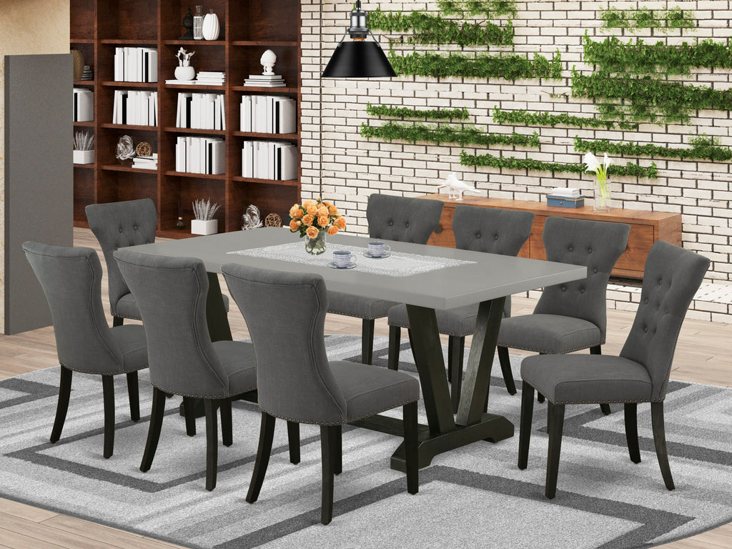 V697G47L0-T 9-Piece Dining Set with Rectangle Table and 8 Upholstered Chairs, 40x72 Multi-Color