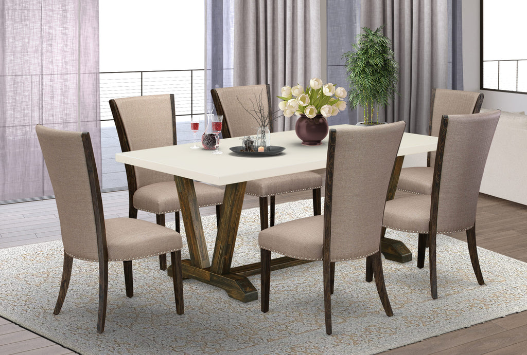 7-Piece Dining Set with V727VJKOE-U Rectangle Table and Upholstered Chairs in Multi Shades