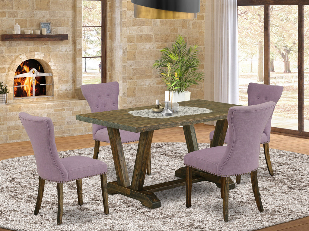 V776G8FVO-X 5-Piece Dining Ensemble with Rectangular Table and Vintage Styled Chairs, Multi-Color