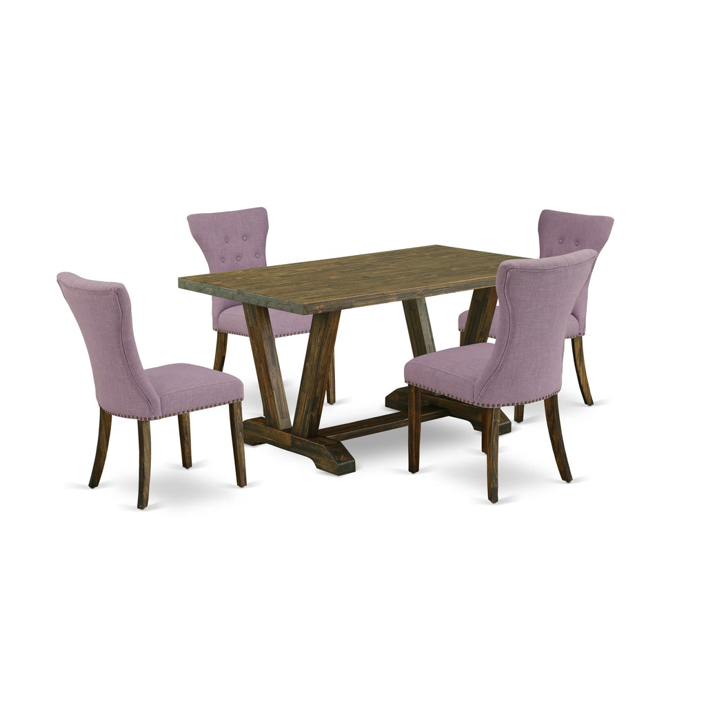 V776G8FVO-X 5-Piece Dining Ensemble with Rectangular Table and Vintage Styled Chairs, Multi-Color