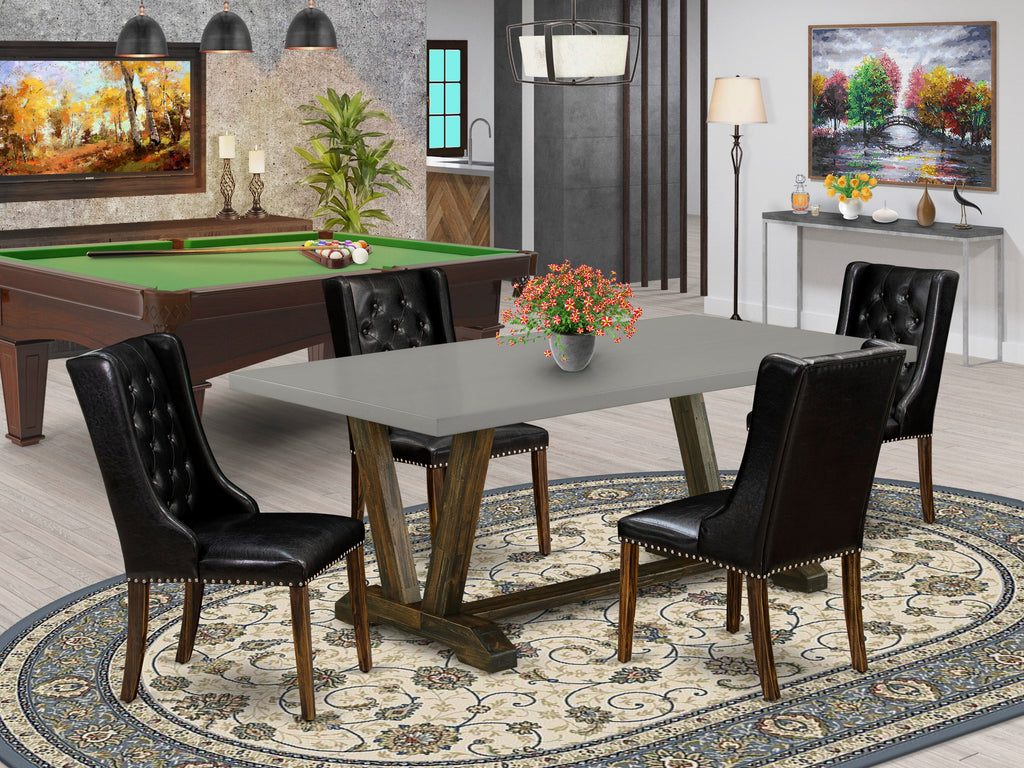 V797FUJKB Dining Collection 5-Piece Set with Rectangle Table and 4 Faux Leather Chairs in Black, 72x40 Multi-Color Dimensions