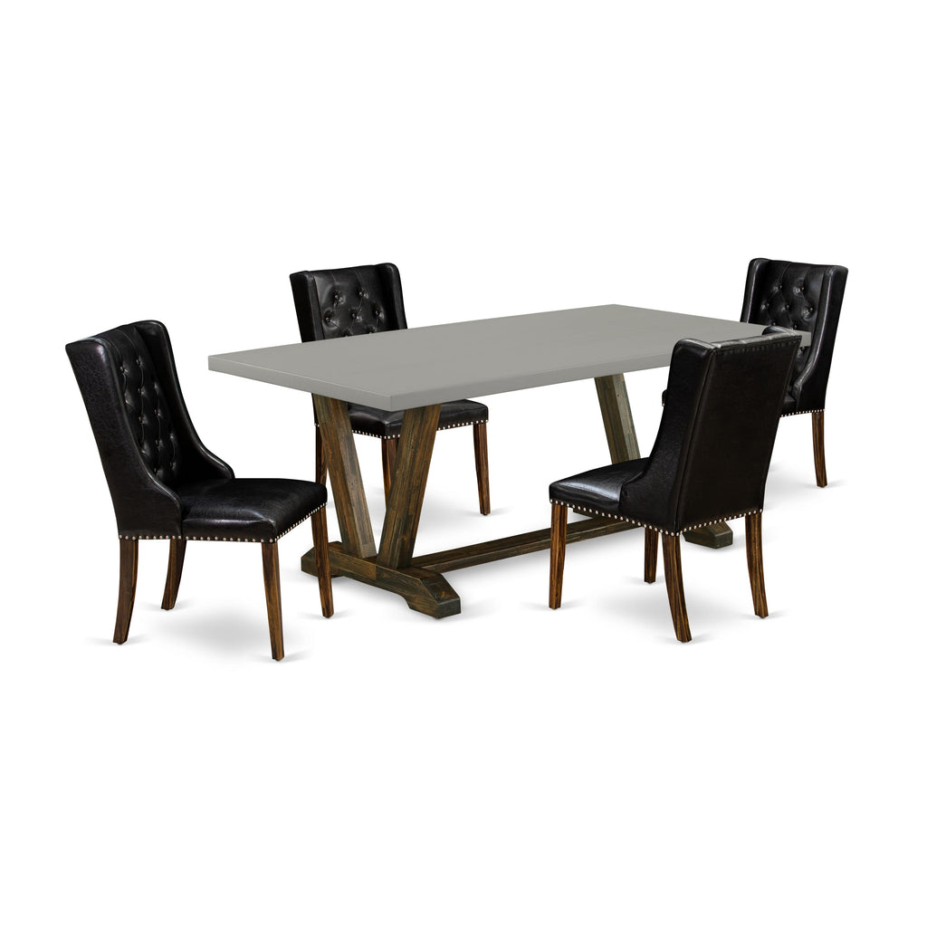 V797FUJKB Dining Collection 5-Piece Set with Rectangle Table and 4 Faux Leather Chairs in Black, 72x40 Multi-Color Dimensions