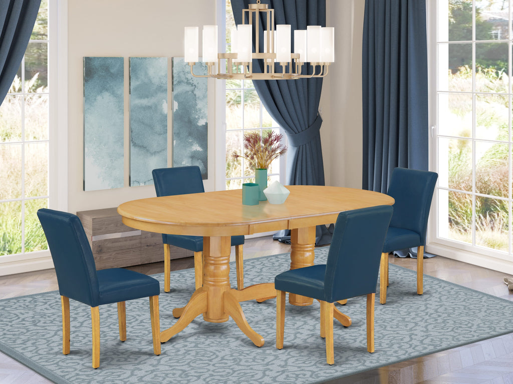 Revamp Your Dining with VAAB5-6FQ-3A 5-Piece Set, Oval Table & Stylish Chairs, 40x76, Oak Finish