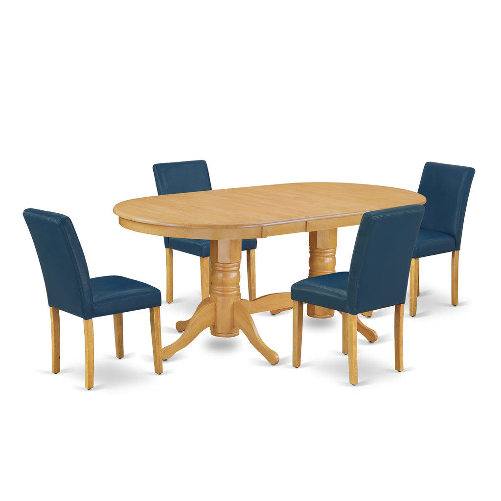 Revamp Your Dining with VAAB5-6FQ-3A 5-Piece Set, Oval Table & Stylish Chairs, 40x76, Oak Finish