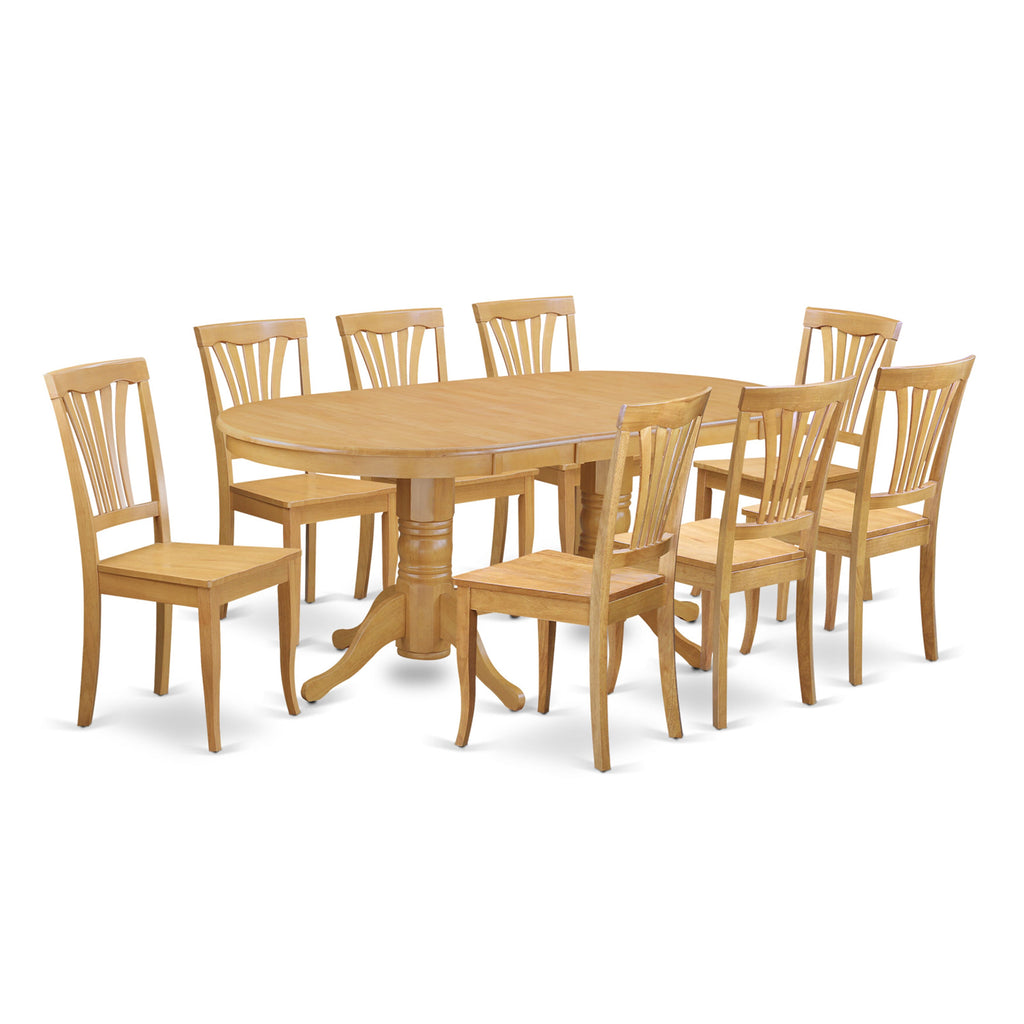 VAAV9-SWU-U 9-Piece Dining Ensemble with Butterfly Leaf Oval Wood Table and 8 Chairs - 40x76''
