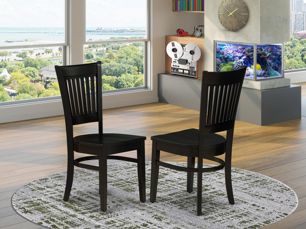 VAC-BLU-J Slat Back Dining Room Chairs Set of 2 with Timber Seating in Oak Tone