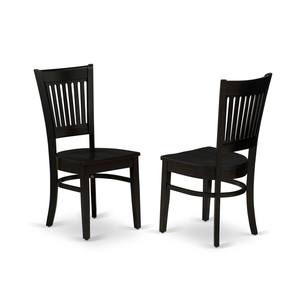 VAC-BLU-J Slat Back Dining Room Chairs Set of 2 with Timber Seating in Oak Tone