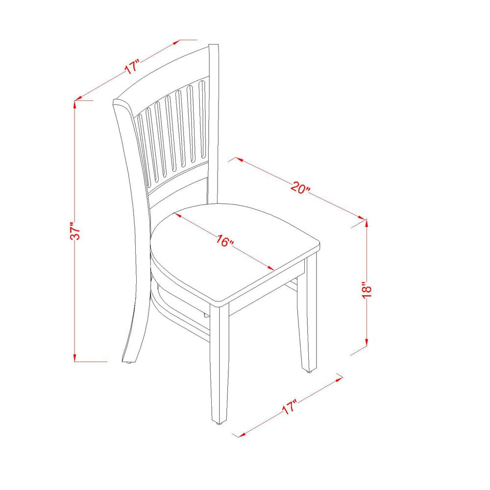 Elegant VAC-E5G-W Dining Chairs - Espresso Slat Back, Set of 2, Perfect for Kitchens