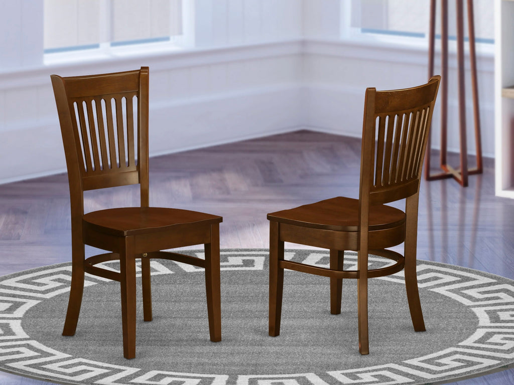 Elegant VAC-E5G-W Dining Chairs - Espresso Slat Back, Set of 2, Perfect for Kitchens