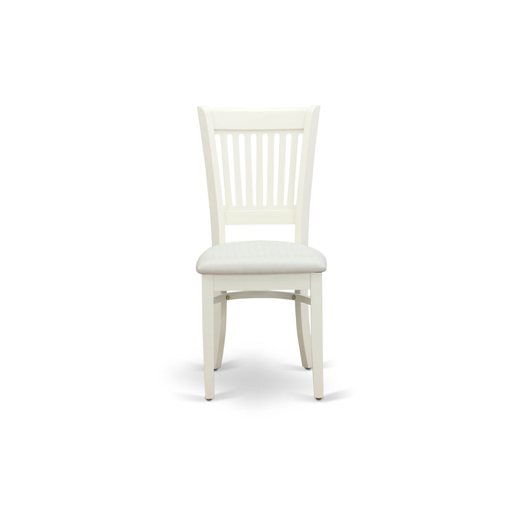AMVA3-XFE Modern 3-Piece Dining Set Linen Chairs & Round Pedestal Table for Dining, 36x36 Inch White