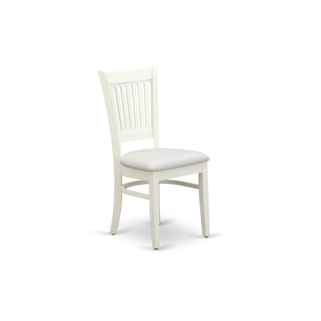 AMVA3-XFE Modern 3-Piece Dining Set Linen Chairs & Round Pedestal Table for Dining, 36x36 Inch White