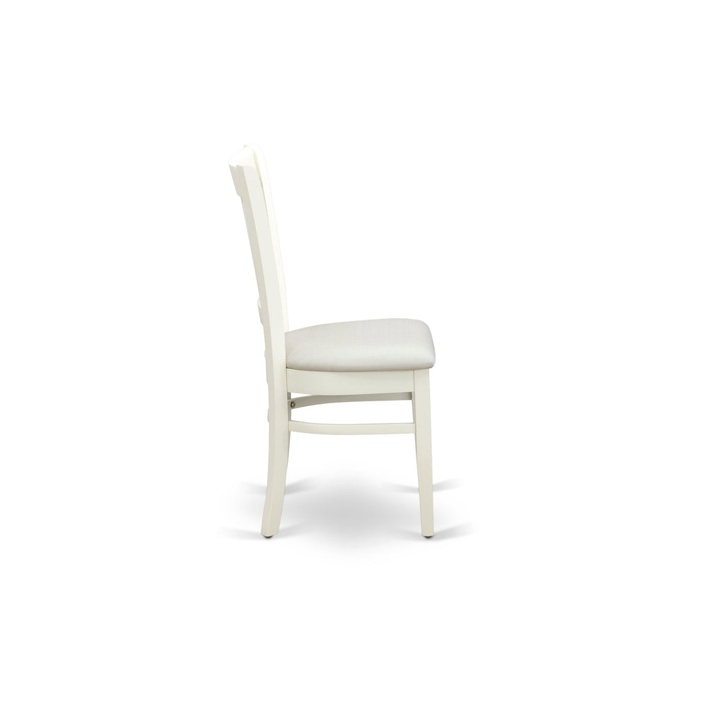 ANVA3-SC1-V Elegant 3 Piece Round Dining Set for Cozy Spaces with Pedestal Table & 2 Linen Chairs, 36x36, White Finish