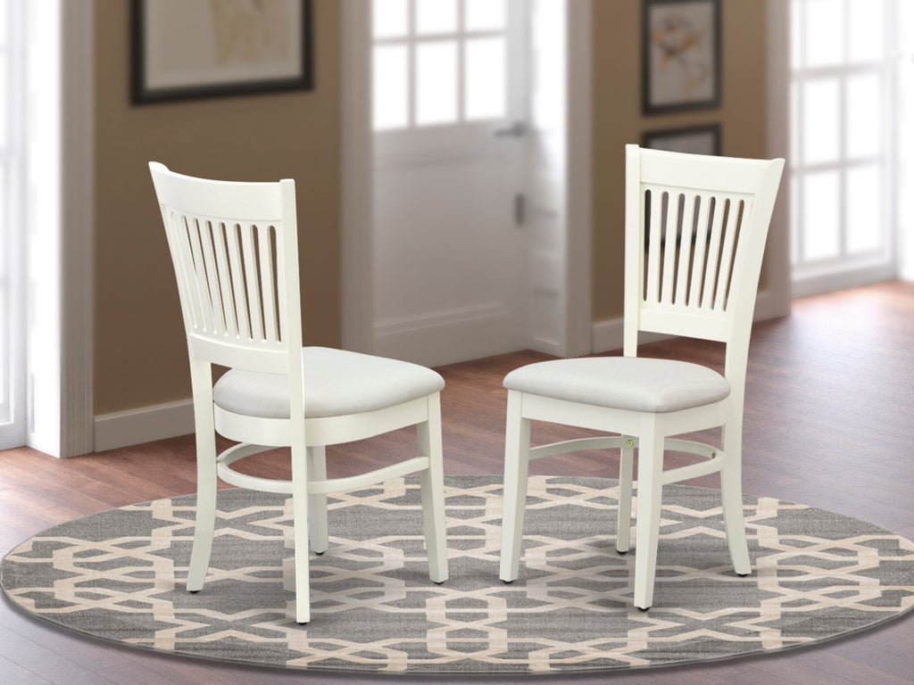 VAC-LZ3-1 Contemporary Oak Dining Chairs Pair with Linen Upholstery, Wood Frame