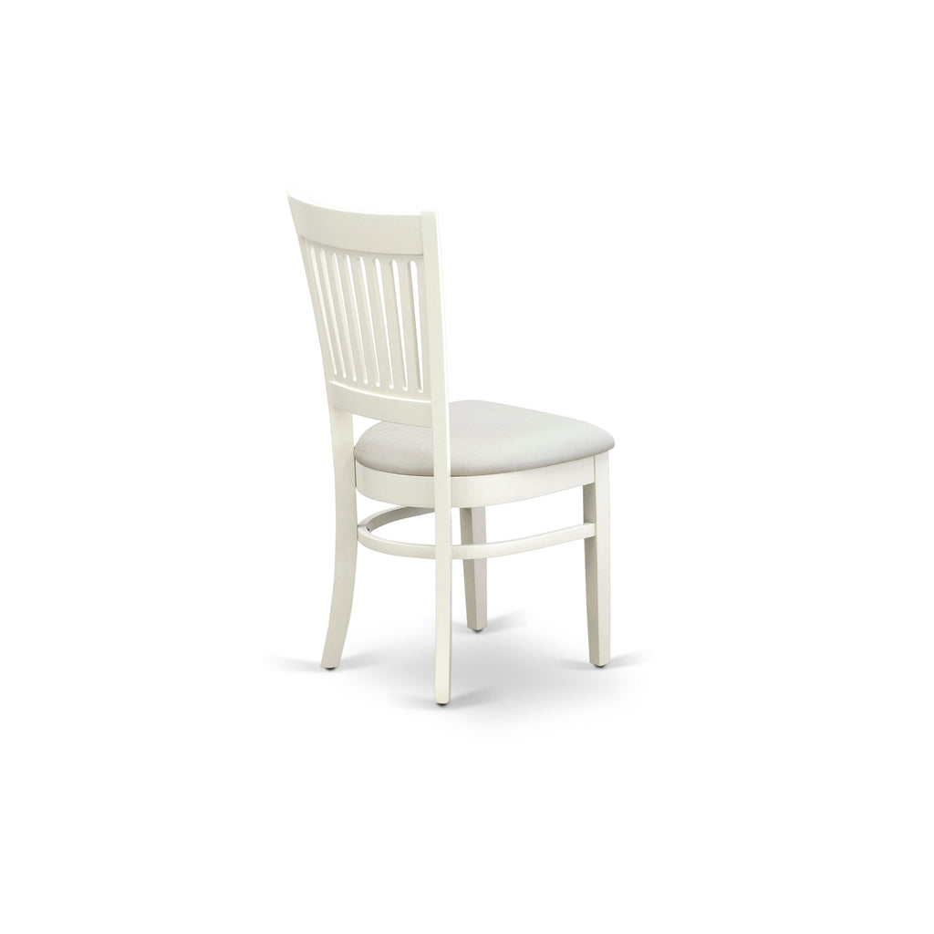 AMVA3-XFE Modern 3-Piece Dining Set Linen Chairs & Round Pedestal Table for Dining, 36x36 Inch White
