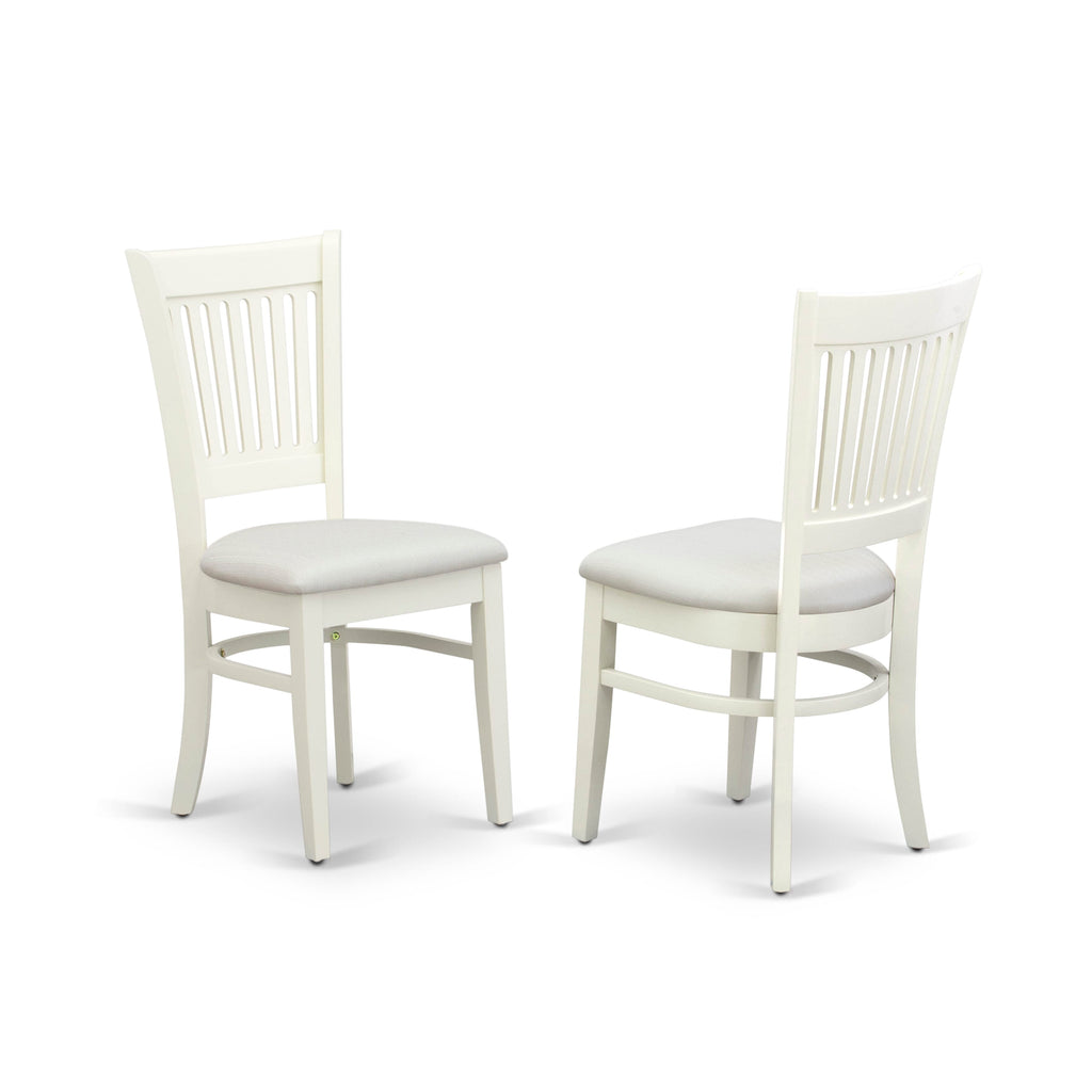 CAVA5-F36-Q Elegant 5-Piece Dining Ensemble with Rectangular Table and 4 Upholstered Chairs, Linen White Finish