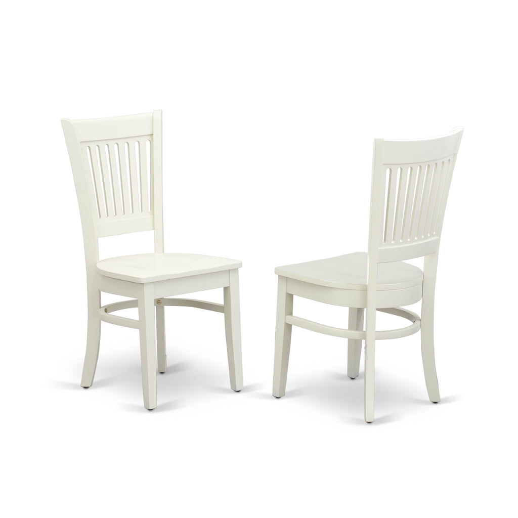 ANVA5-ZQ2-Q – 5-Piece Dining Set with Pedestal Table & 4 Wooden Chairs, 36 White Finish