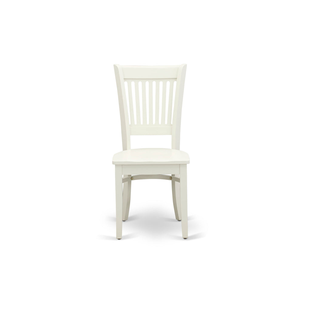 ANVA5-ZQ2-Q – 5-Piece Dining Set with Pedestal Table & 4 Wooden Chairs, 36 White Finish