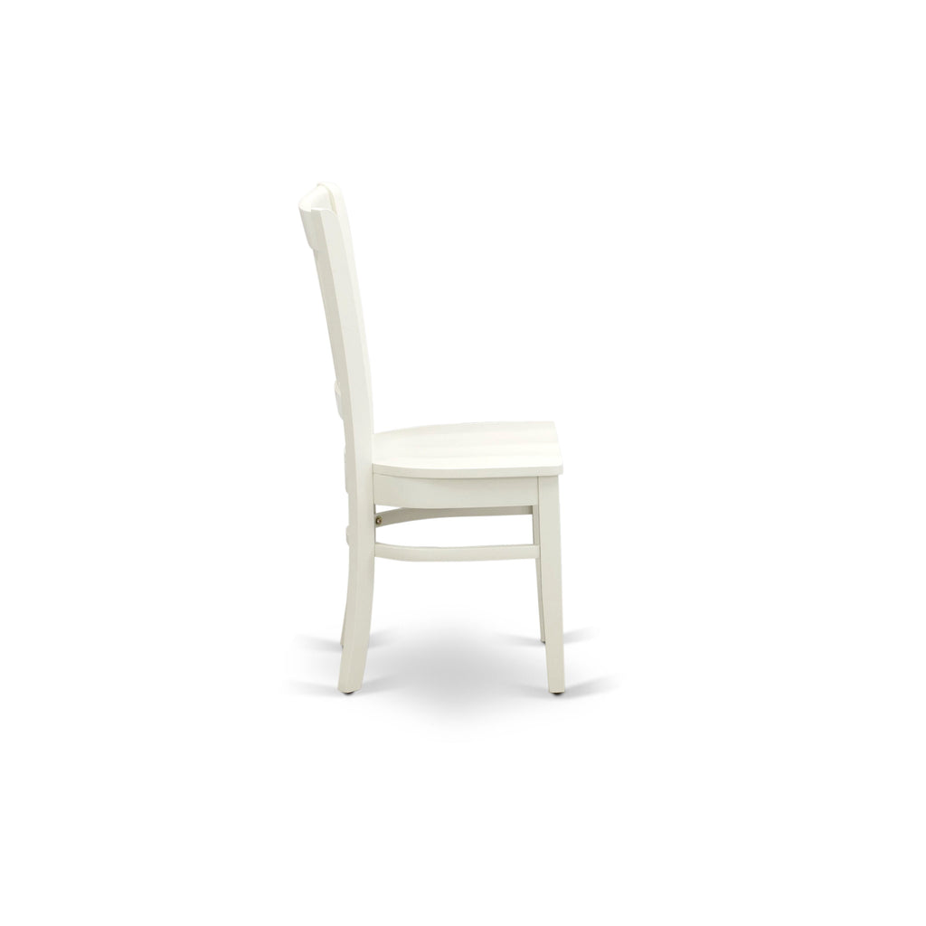 ANVA5-ZQ2-Q – 5-Piece Dining Set with Pedestal Table & 4 Wooden Chairs, 36 White Finish