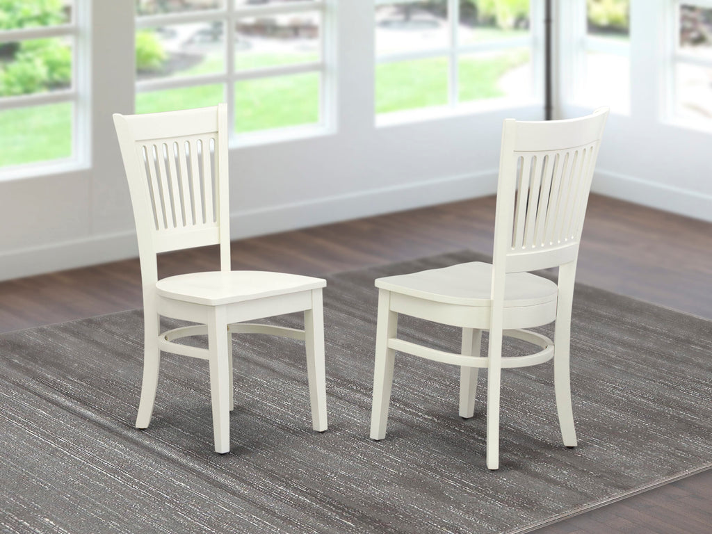 Vancouver Dining Set with Slat Back Wood Seats - Pair in Linen White by  VAC-LMH-Z