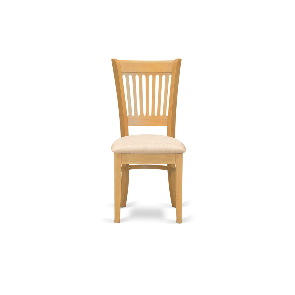 CAVA5-ORB-X Dining Ensemble 5-Piece Set with Wood Table and Linen Fabric Chairs, 36x60 Inch in Oak Finish