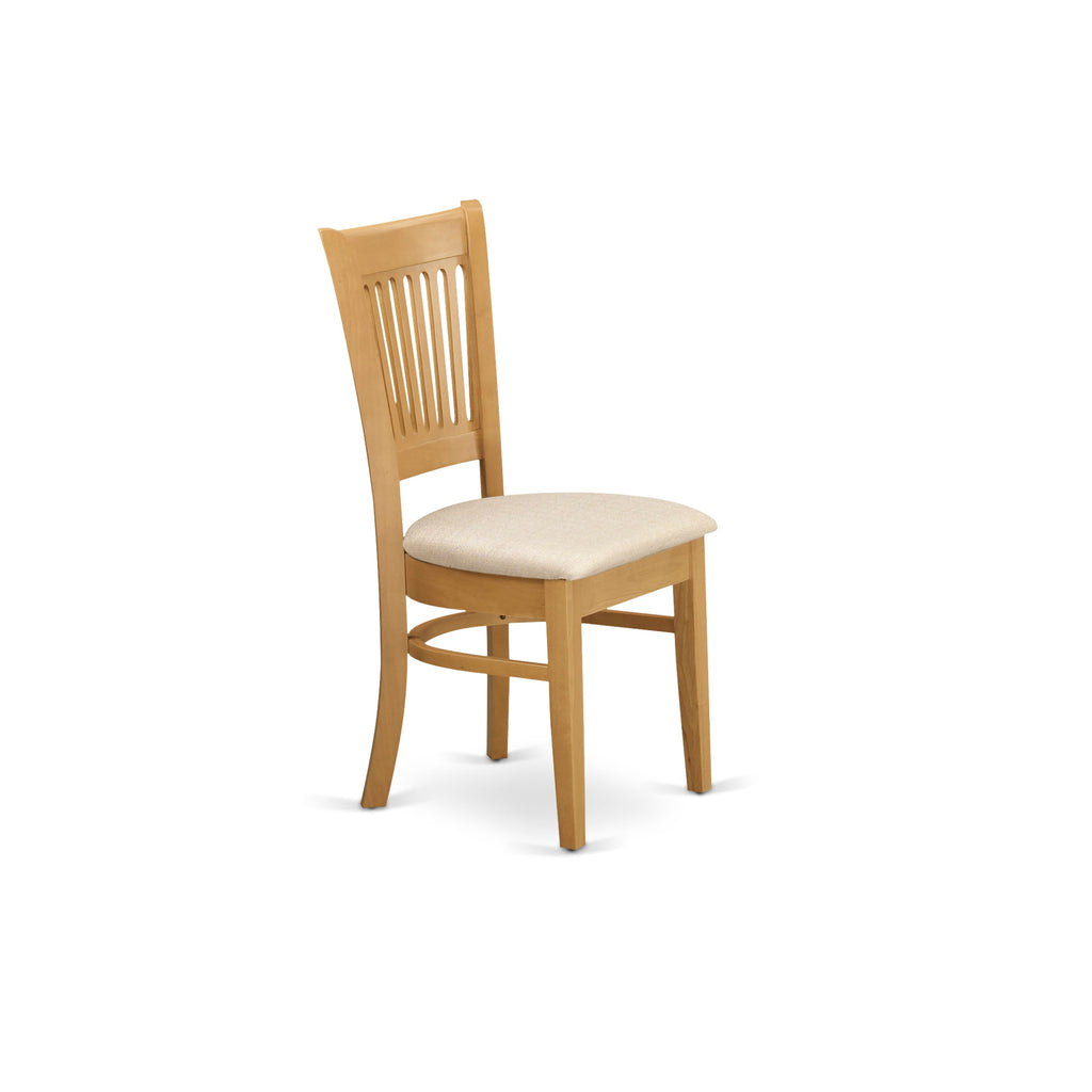 VAC-OAP-D Elegant Duo of Upholstered Oak Dining Chairs, Linen Fabric Seats in Timeless Style for Your Space