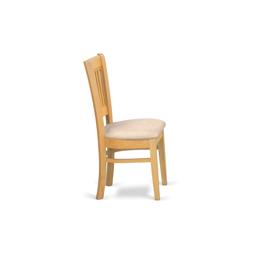 VAC-OAP-D Elegant Duo of Upholstered Oak Dining Chairs, Linen Fabric Seats in Timeless Style for Your Space