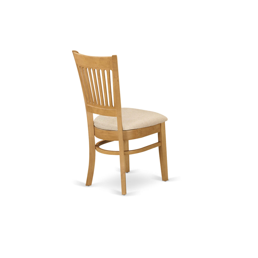 CAVA5-ORB-X Dining Ensemble 5-Piece Set with Wood Table and Linen Fabric Chairs, 36x60 Inch in Oak Finish