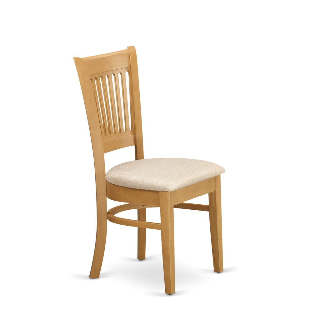 CAVA5-ORB-X Dining Ensemble 5-Piece Set with Wood Table and Linen Fabric Chairs, 36x60 Inch in Oak Finish