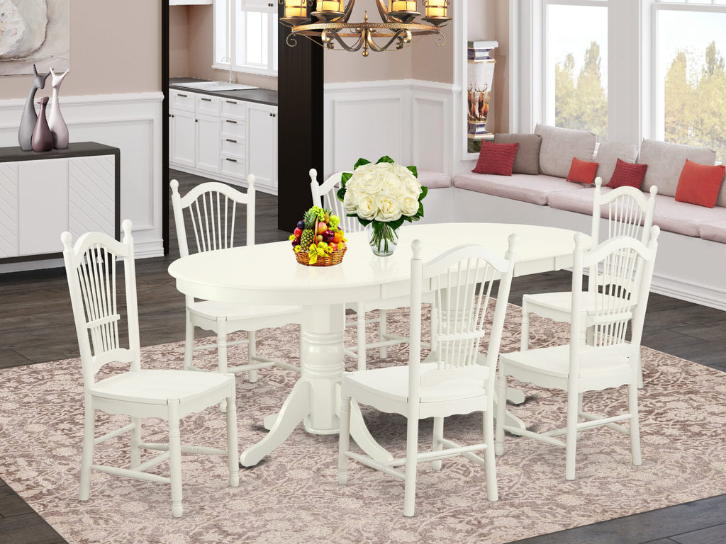 VADO7-ES0-B 7-Piece Dining Ensemble Featuring Large Oval Table and 6 Chairs in Elegant Beige