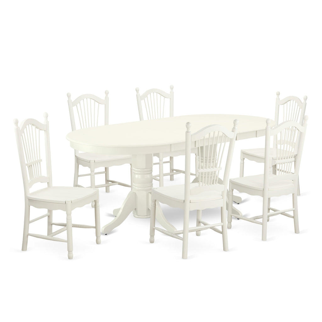 VADO7-ES0-B 7-Piece Dining Ensemble Featuring Large Oval Table and 6 Chairs in Elegant Beige