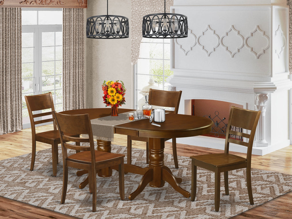 VALY5-ALY-M 5-Piece Dining Collection Set with Oval Table & 4 Chairs in Rich Espresso Finish, 40x76 Inch