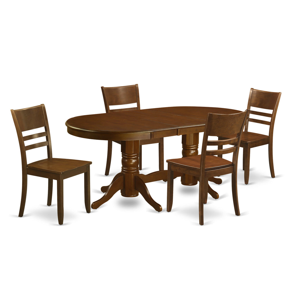 VALY5-ALY-M 5-Piece Dining Collection Set with Oval Table & 4 Chairs in Rich Espresso Finish, 40x76 Inch