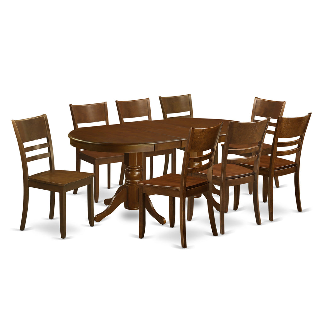 VALY9-HGB-7 Premium 9-Piece Dining Ensemble with Extended Oval Table & Chairs, Espresso Finish
