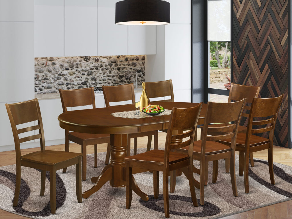 VALY9-HGB-7 Premium 9-Piece Dining Ensemble with Extended Oval Table & Chairs, Espresso Finish