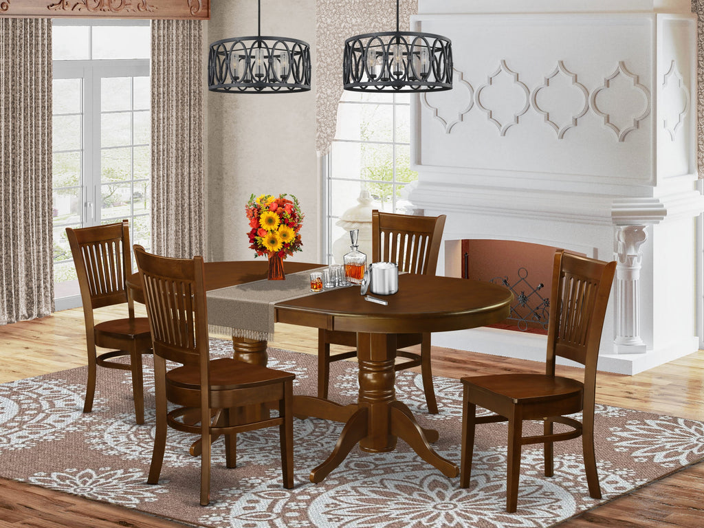 Casual Dining Collection VANC5-81R-6, 5-Piece Set with Extendable Oval Table and 4 Chairs, Espresso Finish