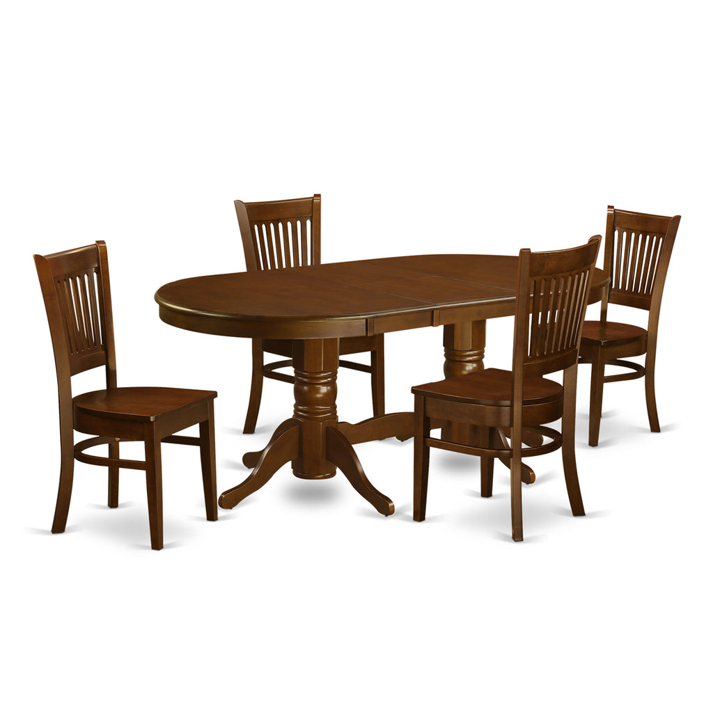 Casual Dining Collection VANC5-81R-6, 5-Piece Set with Extendable Oval Table and 4 Chairs, Espresso Finish