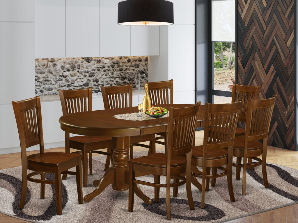 VANC9-UIC-2 Elegant 9-Piece Dining Ensemble with Oval Table & Butterfly Leaf, Plus 8 Chairs, Espresso Finish