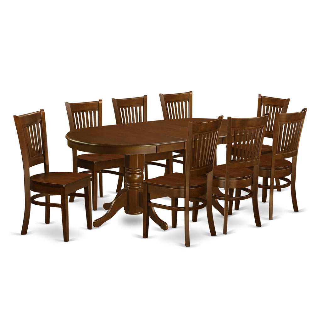VANC9-UIC-2 Elegant 9-Piece Dining Ensemble with Oval Table & Butterfly Leaf, Plus 8 Chairs, Espresso Finish