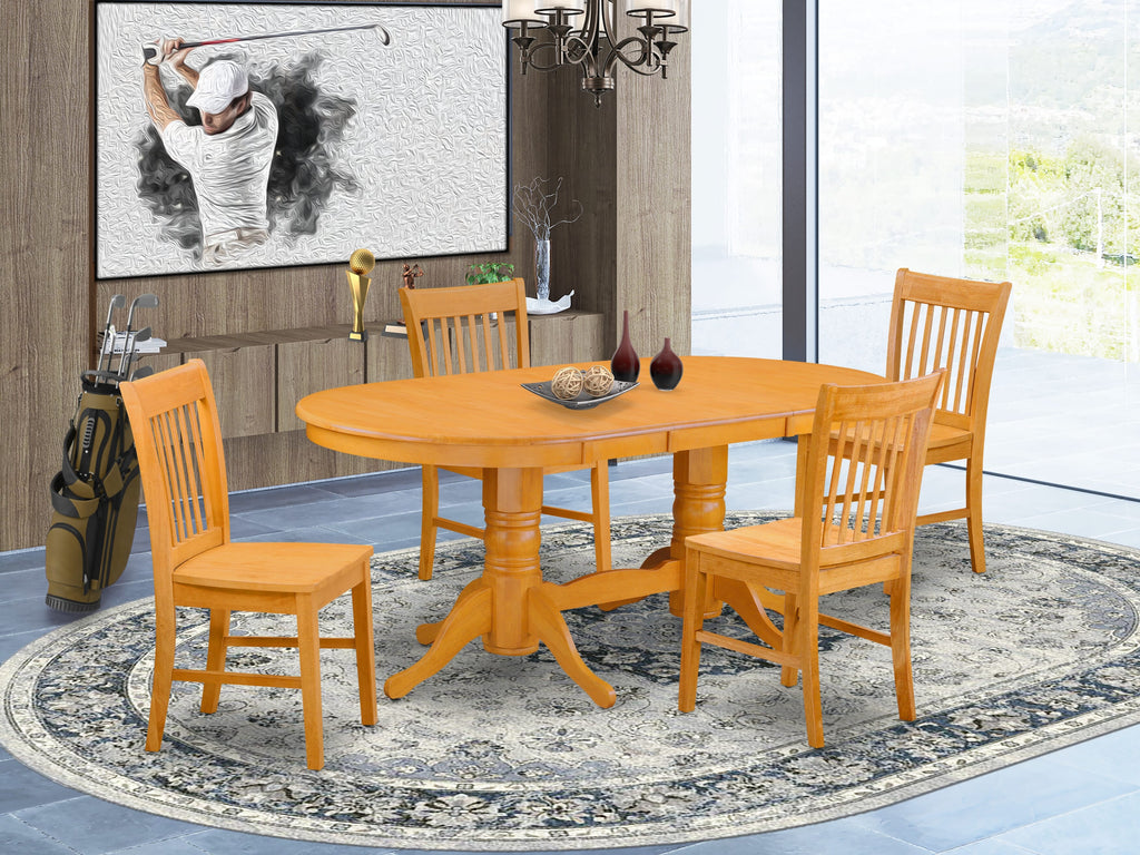 VANO5-M1K-M Stylish Oak 5-Piece Dining Set with Expanding Table and 4 Chic Chairs for Home