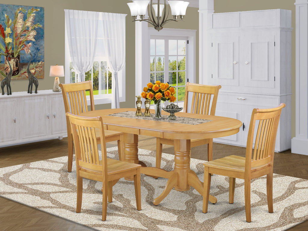 5-Piece Oval Wooden Dining Set with Leaf & 4 Chairs, 40x76,  VAPO5-ZNA-F
