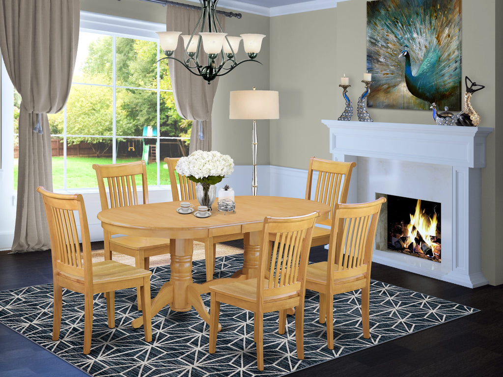 7-Piece Dining Set with Oval Table, Butterfly Leaf, and 6 Chairs  VAPO7-0KR-Z Oak Finish, 40x76 In