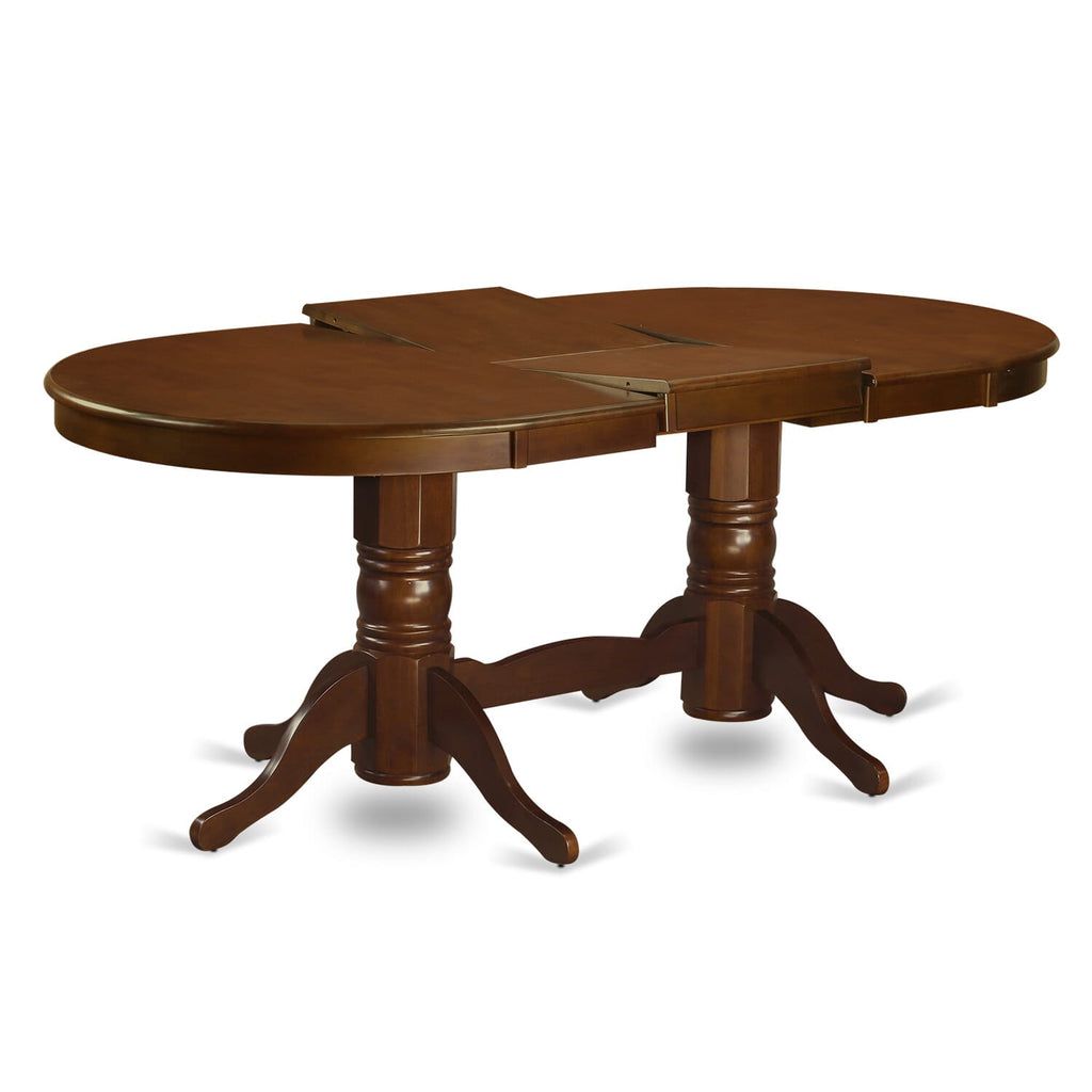 VAT-ETP-UI Elegant Vancouver Dining Table, Oval Top with Butterfly Leaf, Dual Pedestal Base, Espresso Finish, 40x76