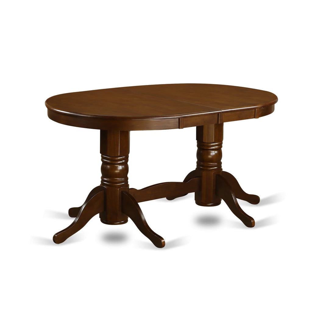 VAT-ETP-UI Elegant Vancouver Dining Table, Oval Top with Butterfly Leaf, Dual Pedestal Base, Espresso Finish, 40x76