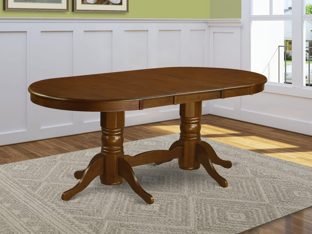 VAT-ETP-UI Elegant Vancouver Dining Table, Oval Top with Butterfly Leaf, Dual Pedestal Base, Espresso Finish, 40x76