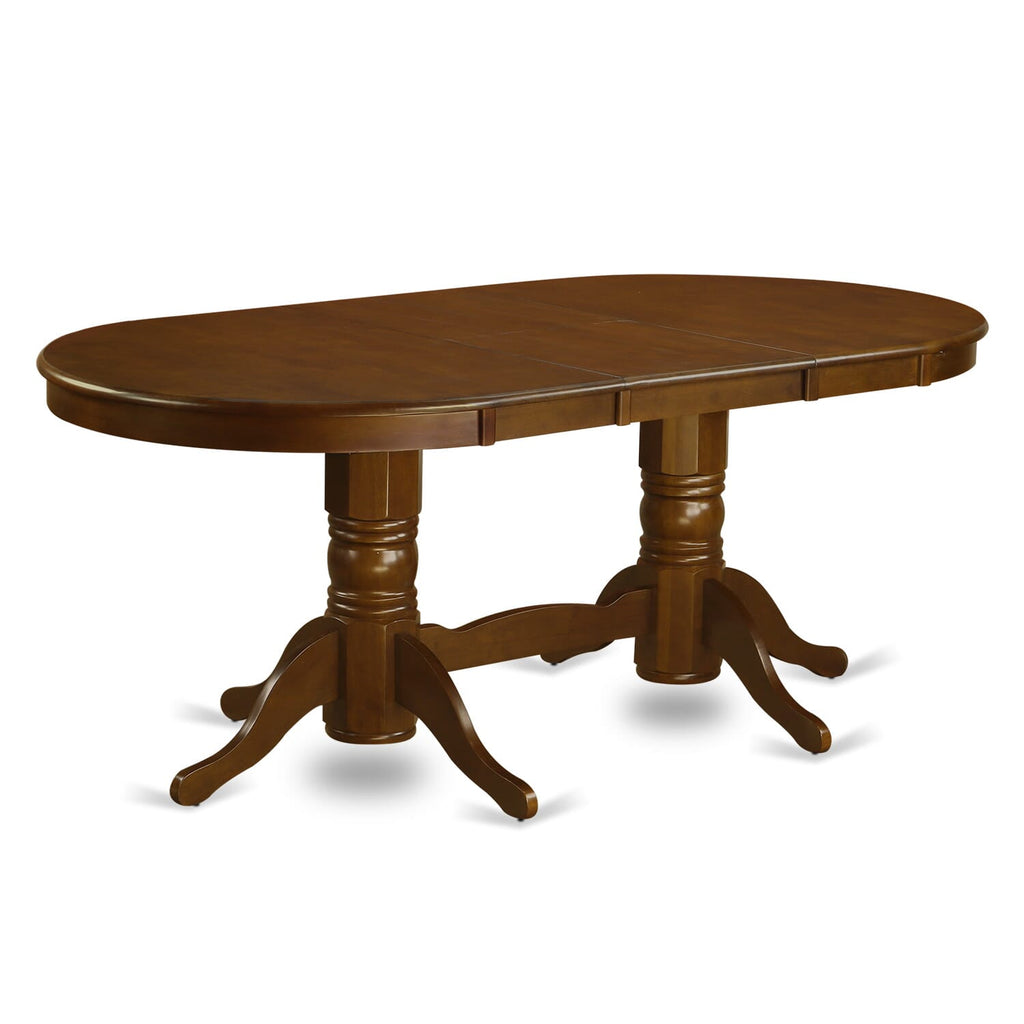 VAT-ETP-UI Elegant Vancouver Dining Table, Oval Top with Butterfly Leaf, Dual Pedestal Base, Espresso Finish, 40x76
