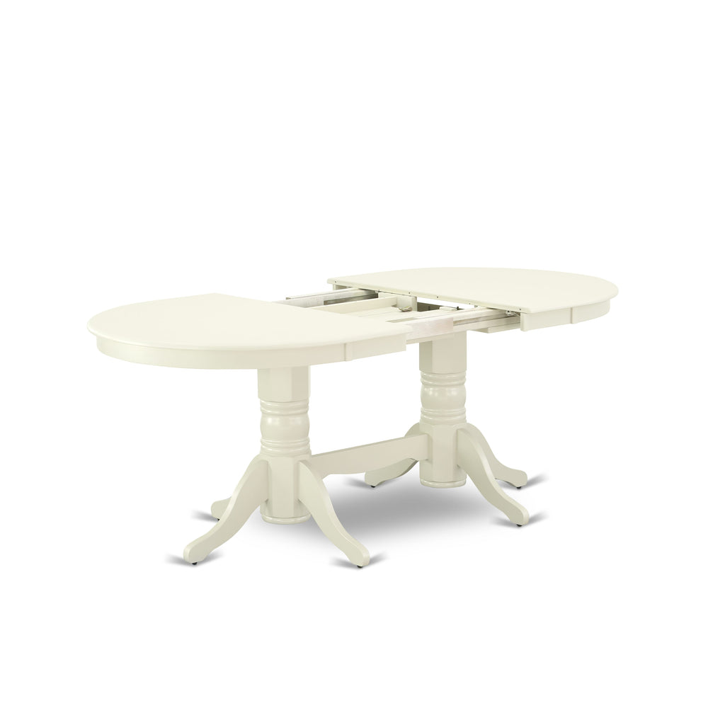Elegant Dining Ensemble VAVA9-X2G-4 9-Piece Oval Table Set with Butterfly Leaf and Chairs, 40x76 Linen Charm