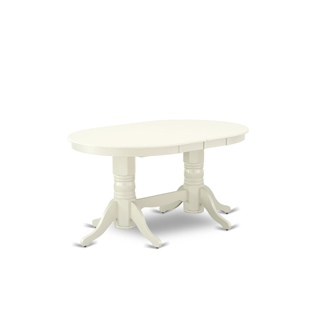 VAVA7-XL0-K 7-Piece Dining Ensemble With Oval Table & Butterfly Leaf, Seats 6, 40x76 Inch - Linen White