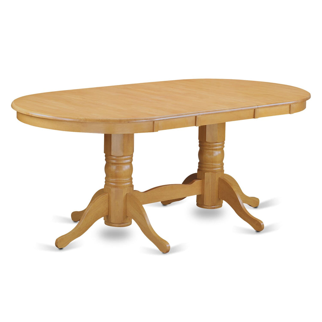 48VAT-OZL-VY Contemporary Vancouver Dining Set with Extendable Butterfly Leaf and Dual Pedestal Support
