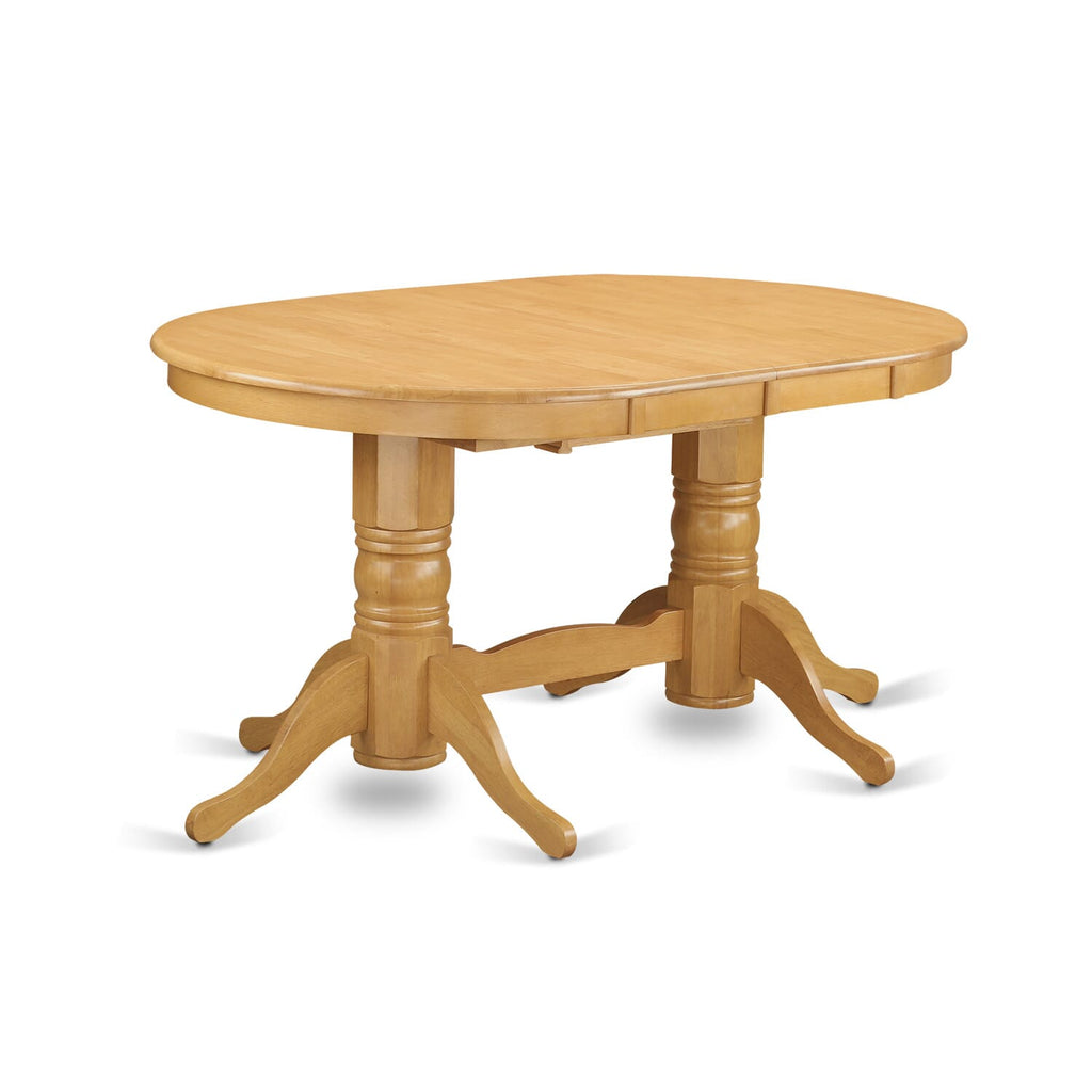48VAT-OZL-VY Contemporary Vancouver Dining Set with Extendable Butterfly Leaf and Dual Pedestal Support