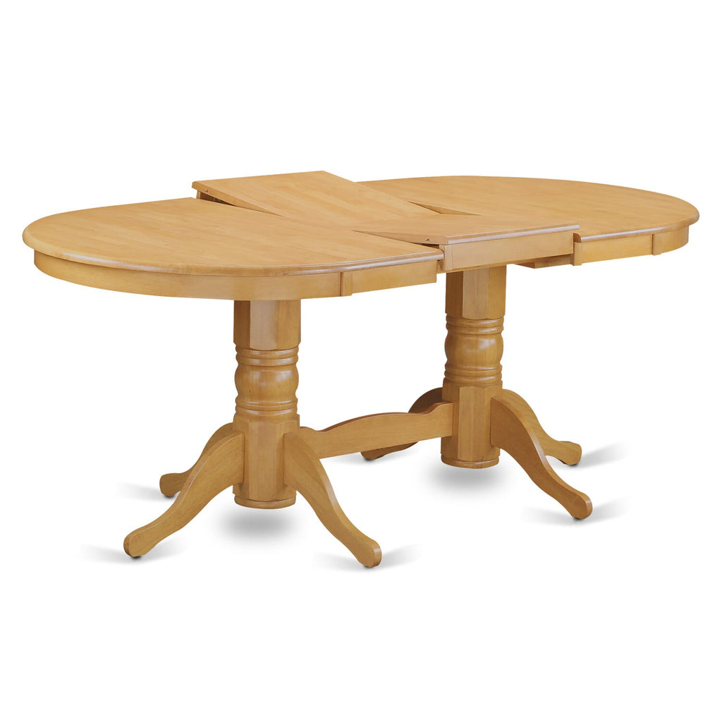48VAT-OZL-VY Contemporary Vancouver Dining Set with Extendable Butterfly Leaf and Dual Pedestal Support